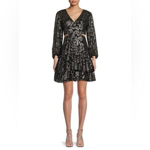 Maje Rivanight Metallic Jacquard Woven Mini Dress NWT